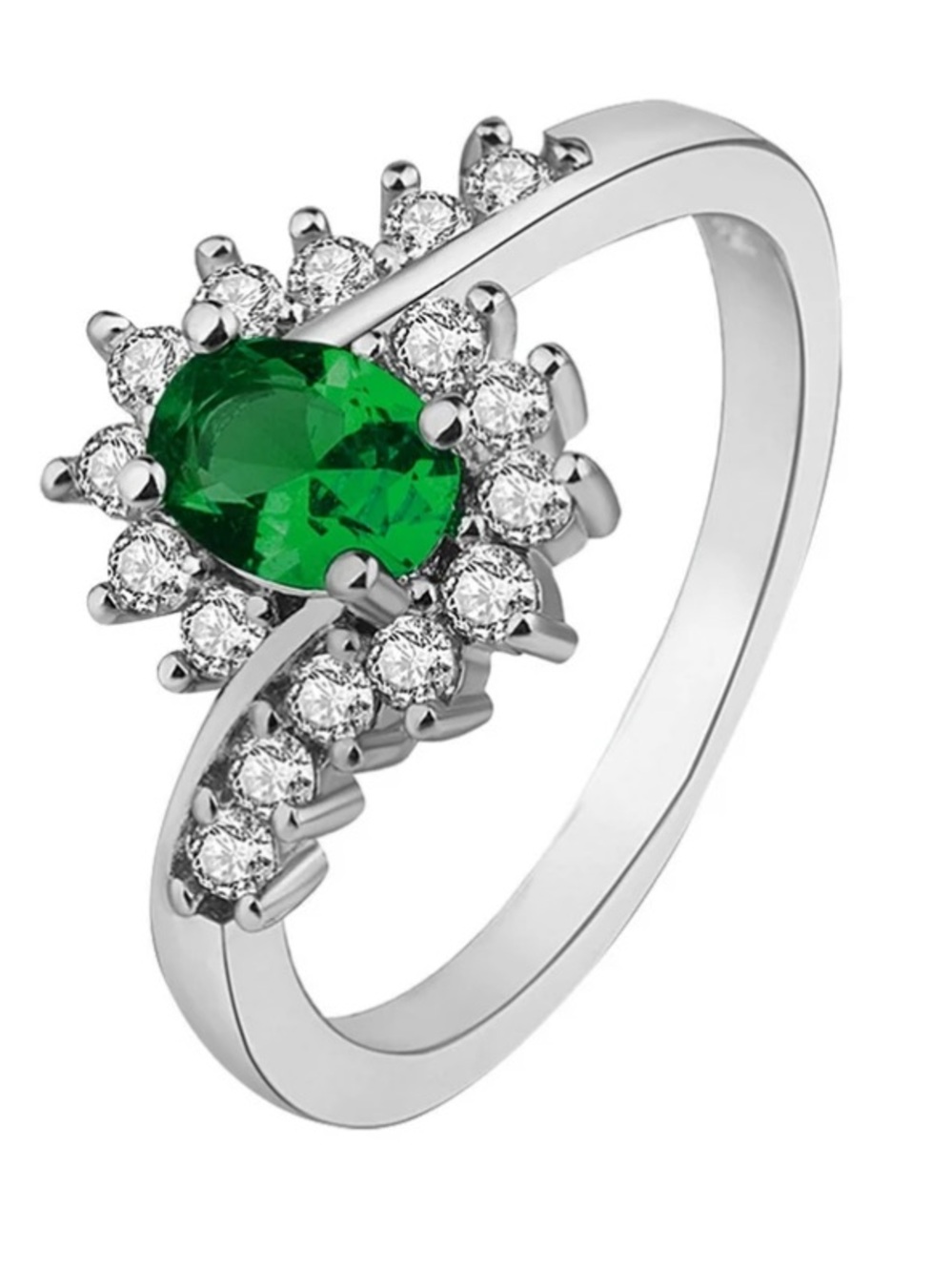 Vintage style .925 silver emerald ring size 6
